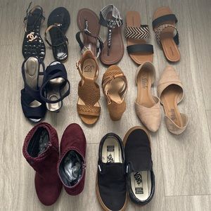 Random shoes lot sale size 7 sandals, heels, wedges, flats and vans